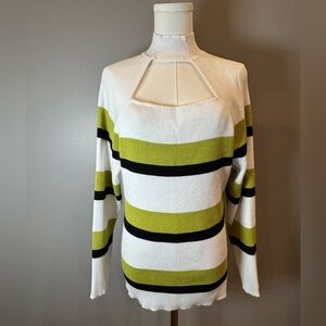 NWOT! Ashley Stewart Striped Cutout Mock Neck Sweater | Size 14/16 | Plus Size